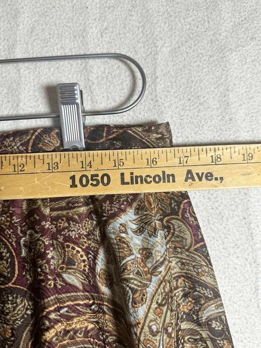 Vintage TALBOTS Paisley Wrap Skirt Silk Brown Maroon Boho Maxi Jacquard Size 16 - Picture 8 of 11